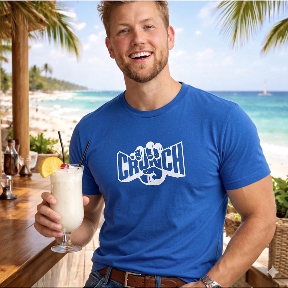 “Crunch” Gym Men's Crew Neck Graphic T‑Shirt in Royal Blue
